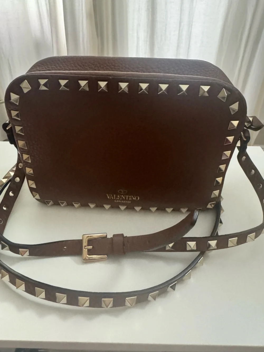 Valentino Rockstud Brown Leather Crossbody Bag - Picture 2 of 10